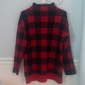 Loft red black check warm winter sweater